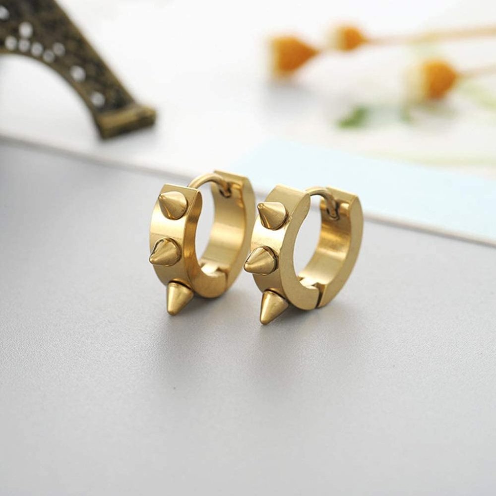 New Gold Tone Striking Spike Huggie